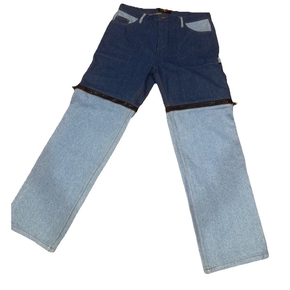 TEDDY FRESH Pants Lag Zip Off Denim Pants Unisex‎ Size 34  Relaxed Fit Jeans NWT